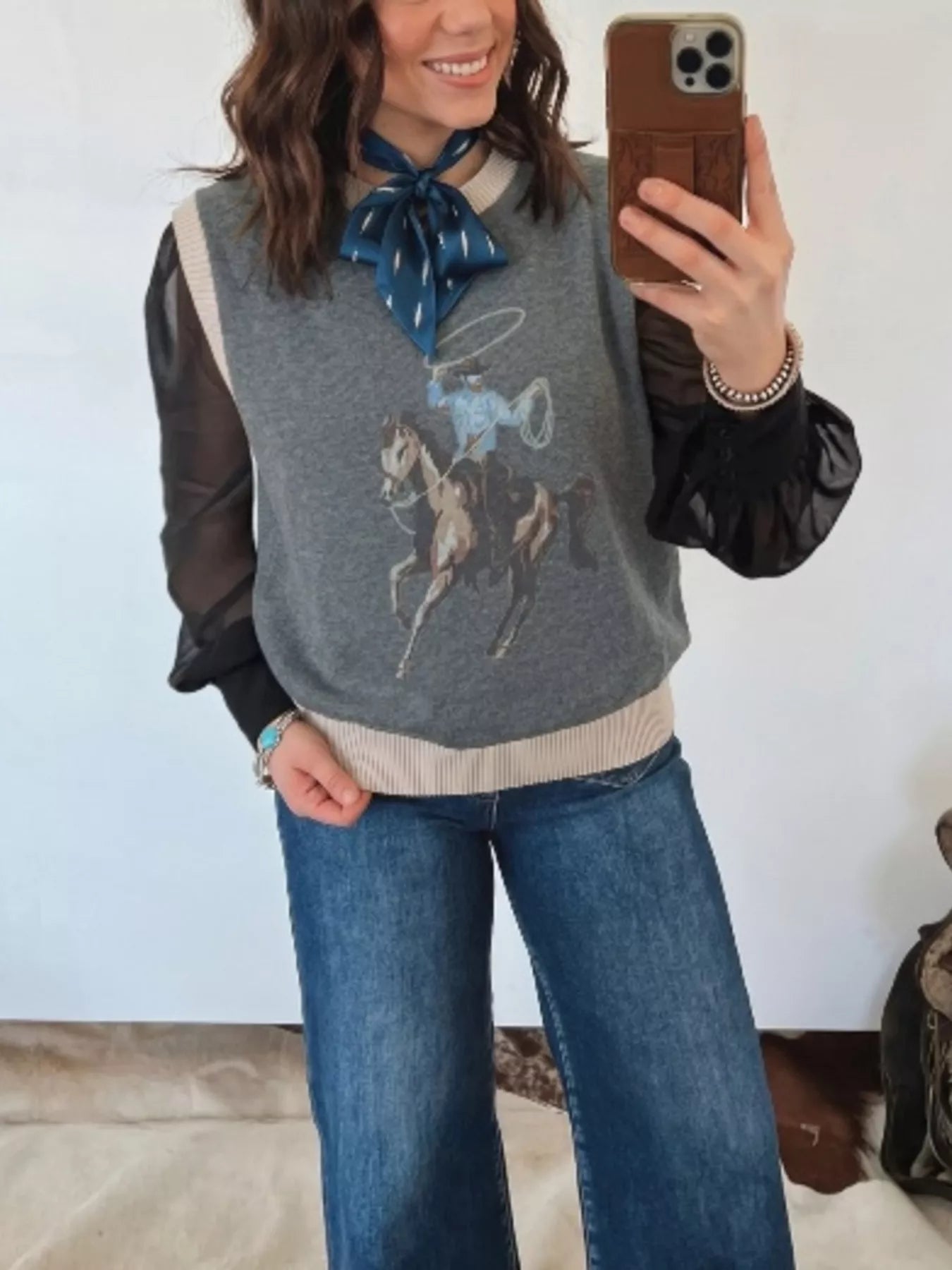 Western Graphic Knit Vest