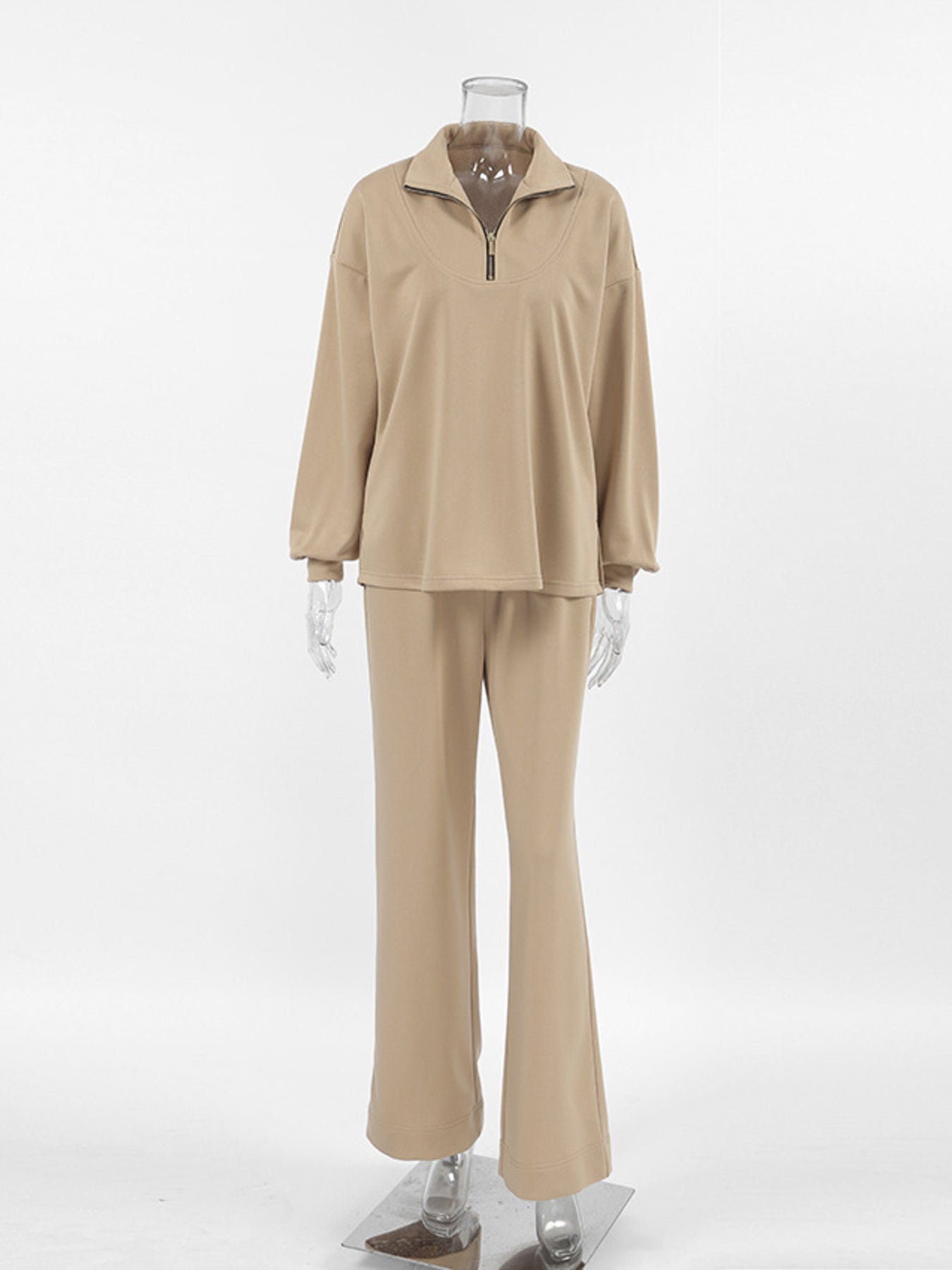 Quarter Zip Long Sleeve Top and Pants Set