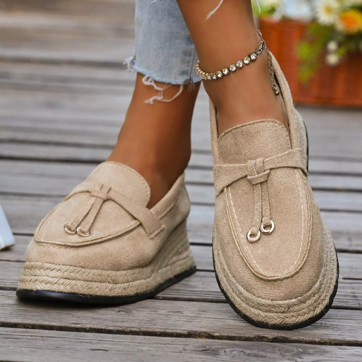 Round Toe Platform Slip-Ons