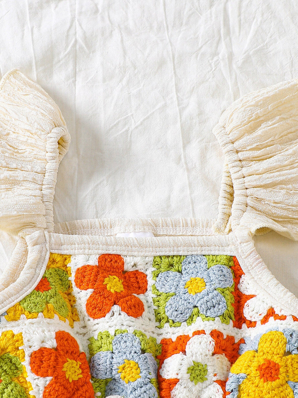 Children's Crochet Ruffle Trim Jumpsuit