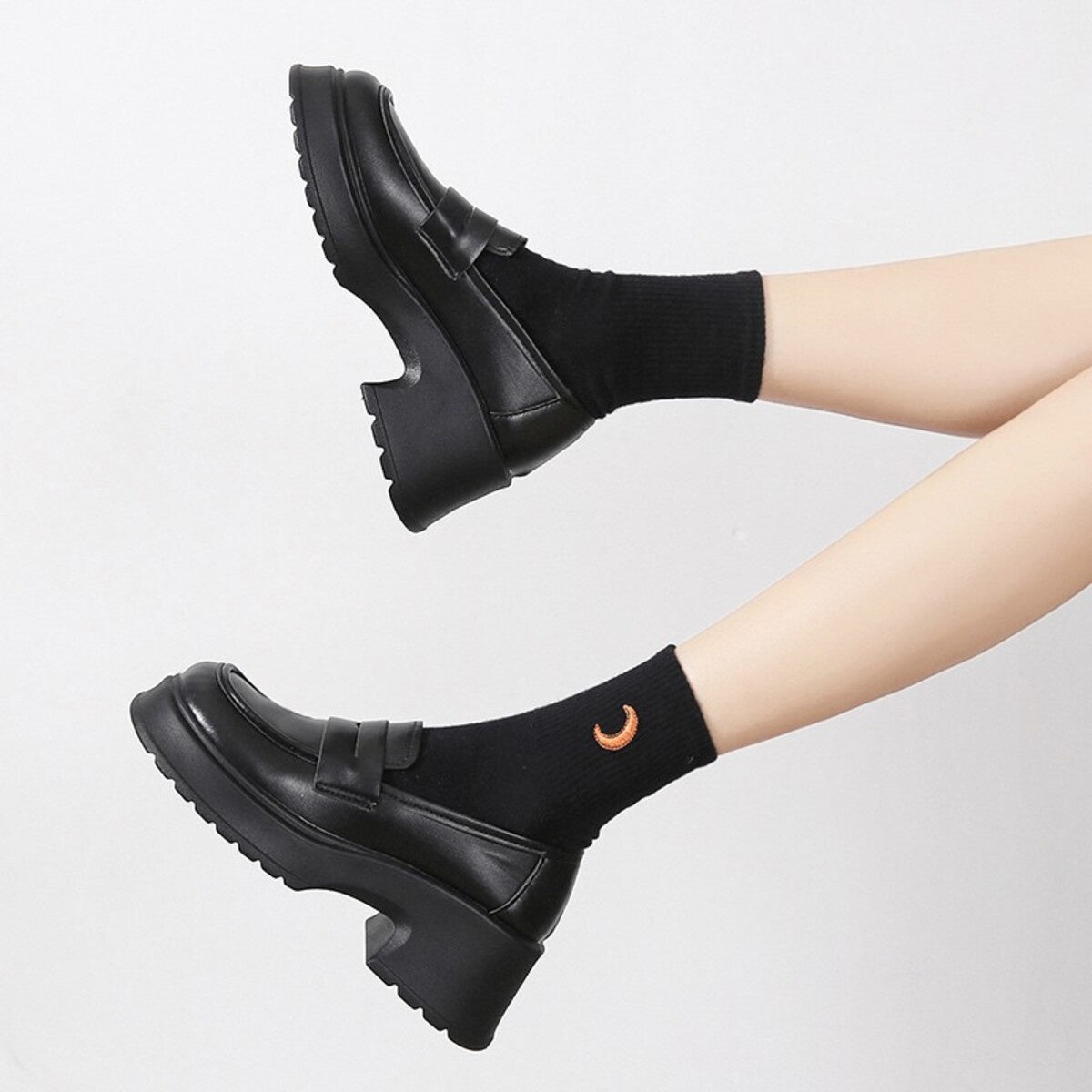Round Toe Block Heels Loafers