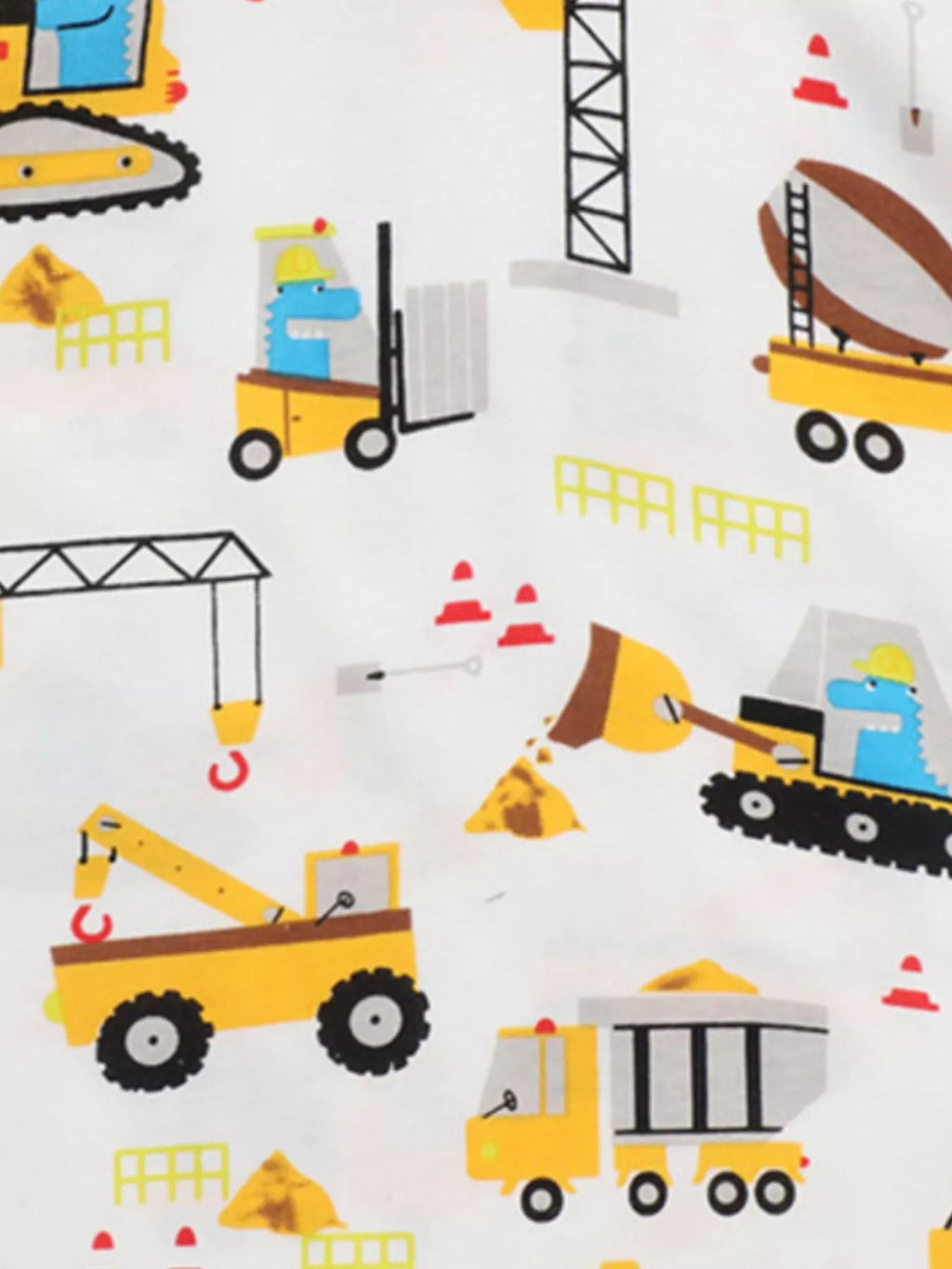 Children's Construction Vehicle Print Crew Neck Short Sleeve T-Shirt