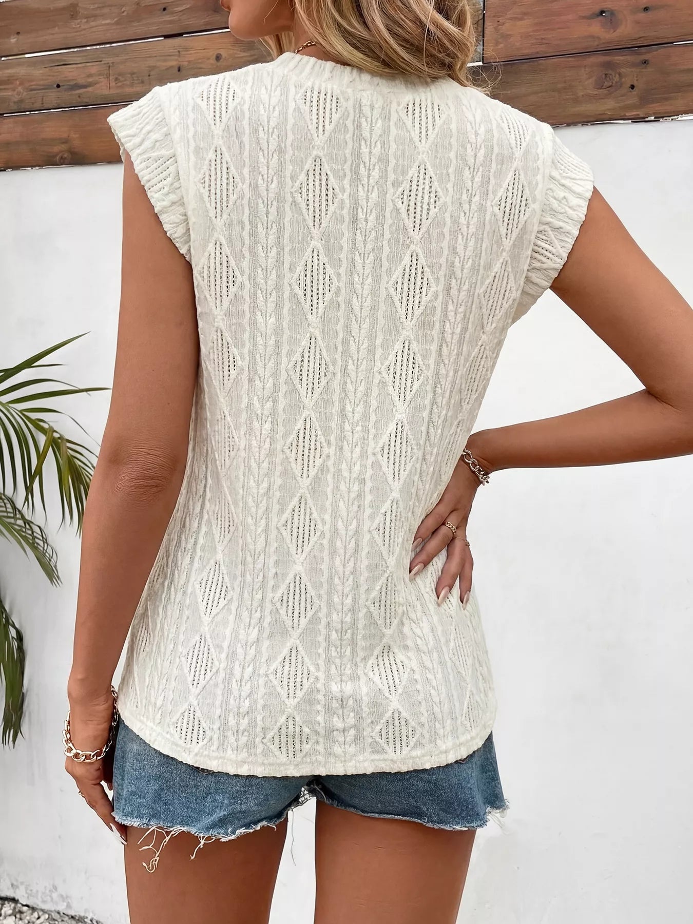 Textured Cap Sleeve Top