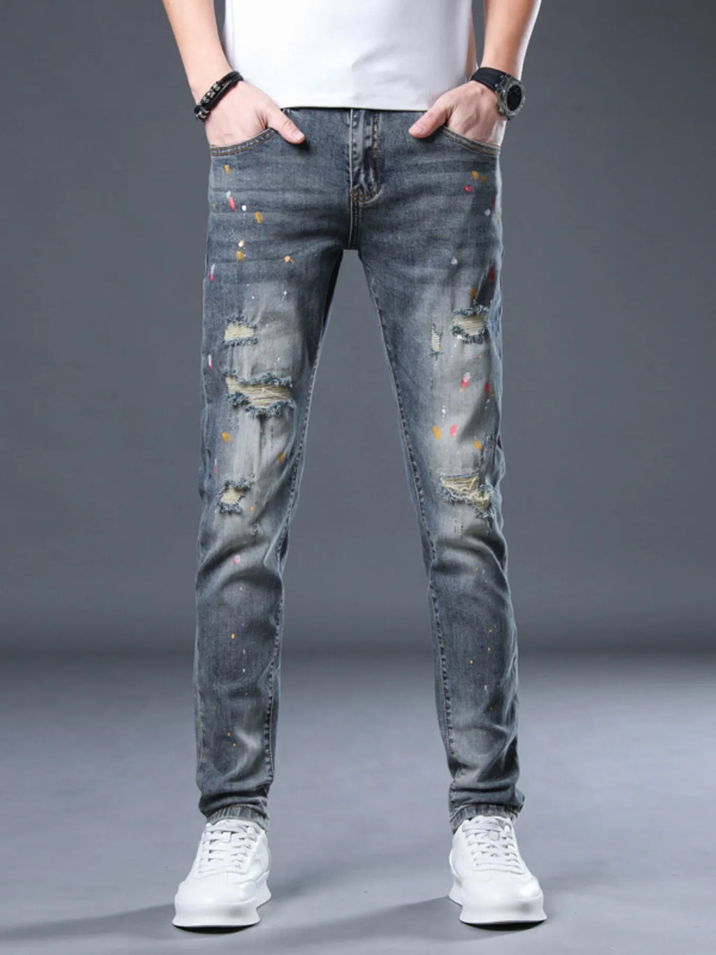 Men's Distressed Slim Fit Jeans