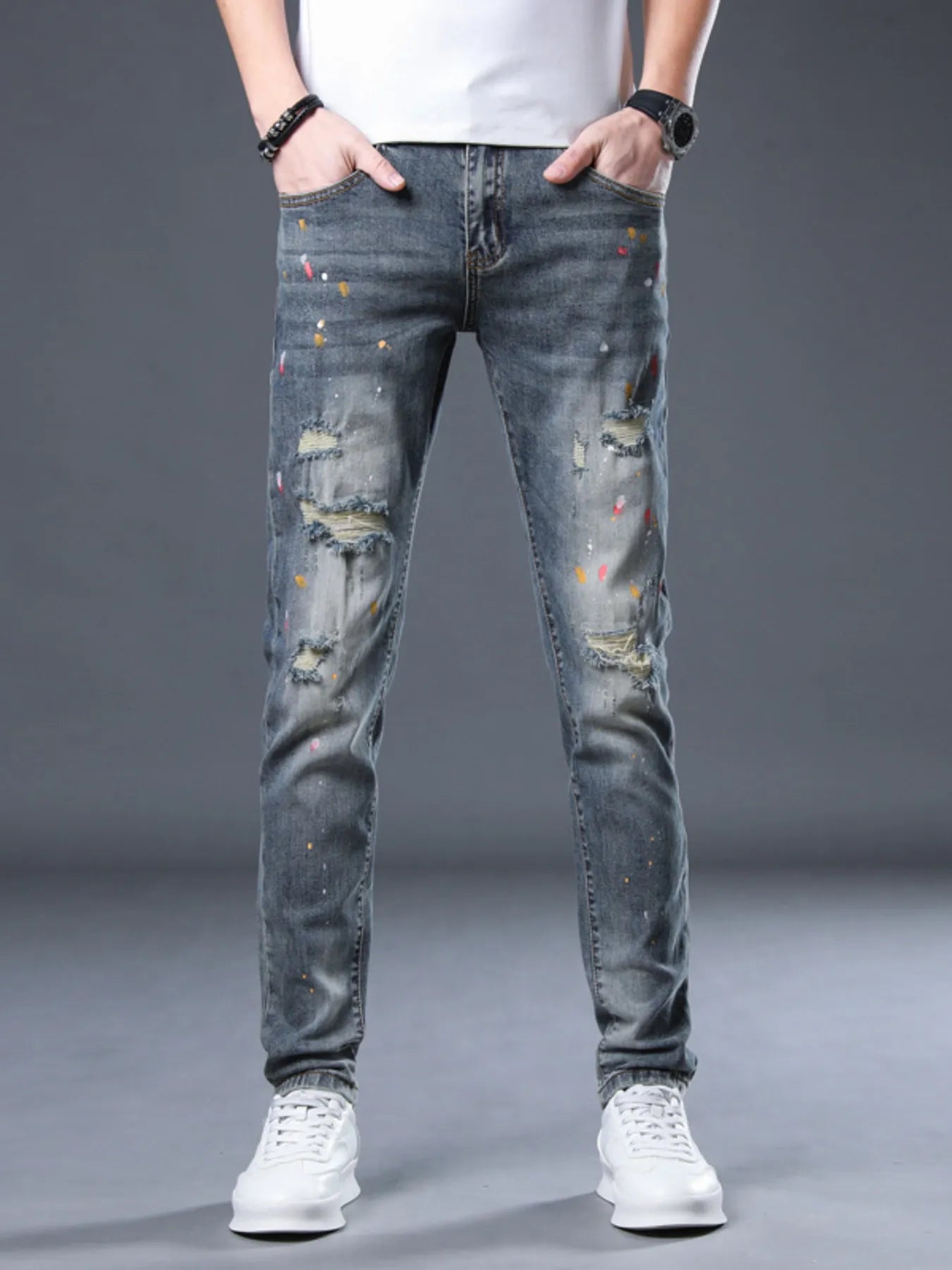 Men's Distressed Slim Fit Jeans