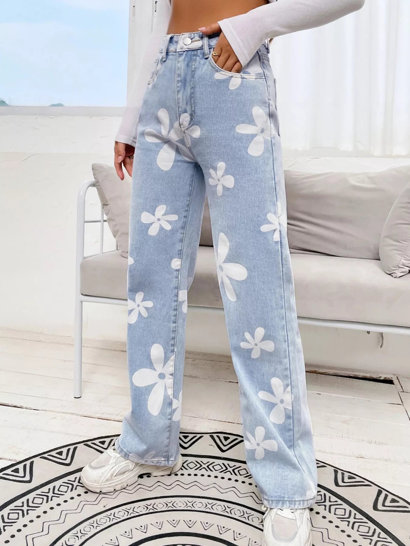 Floral Wide Leg Jeans