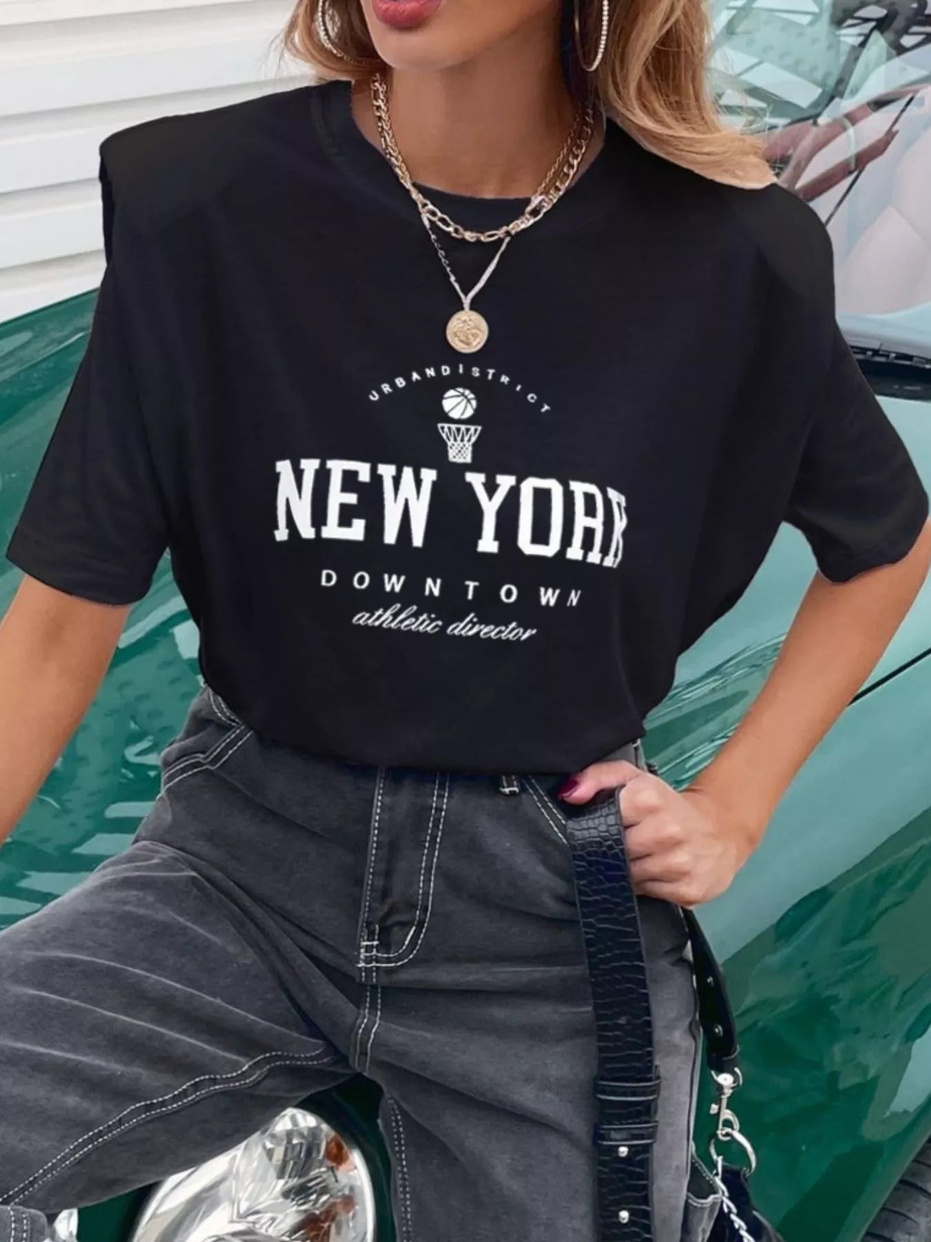 Letter Round Neck Half Sleeve T-Shirt