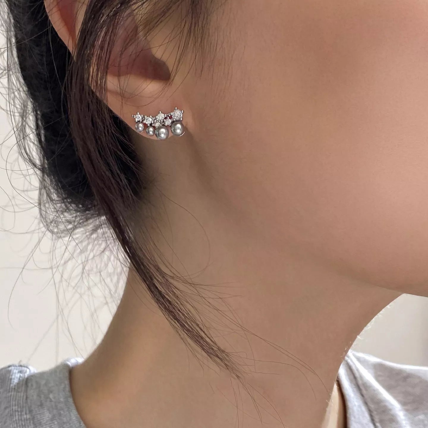 Alloy Pearl Cluster Earrings