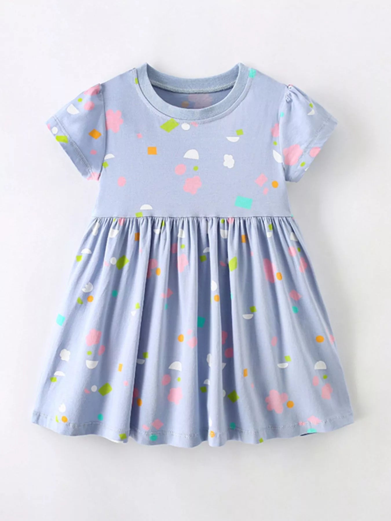 Children's Printed Short Sleeve Casual Dress