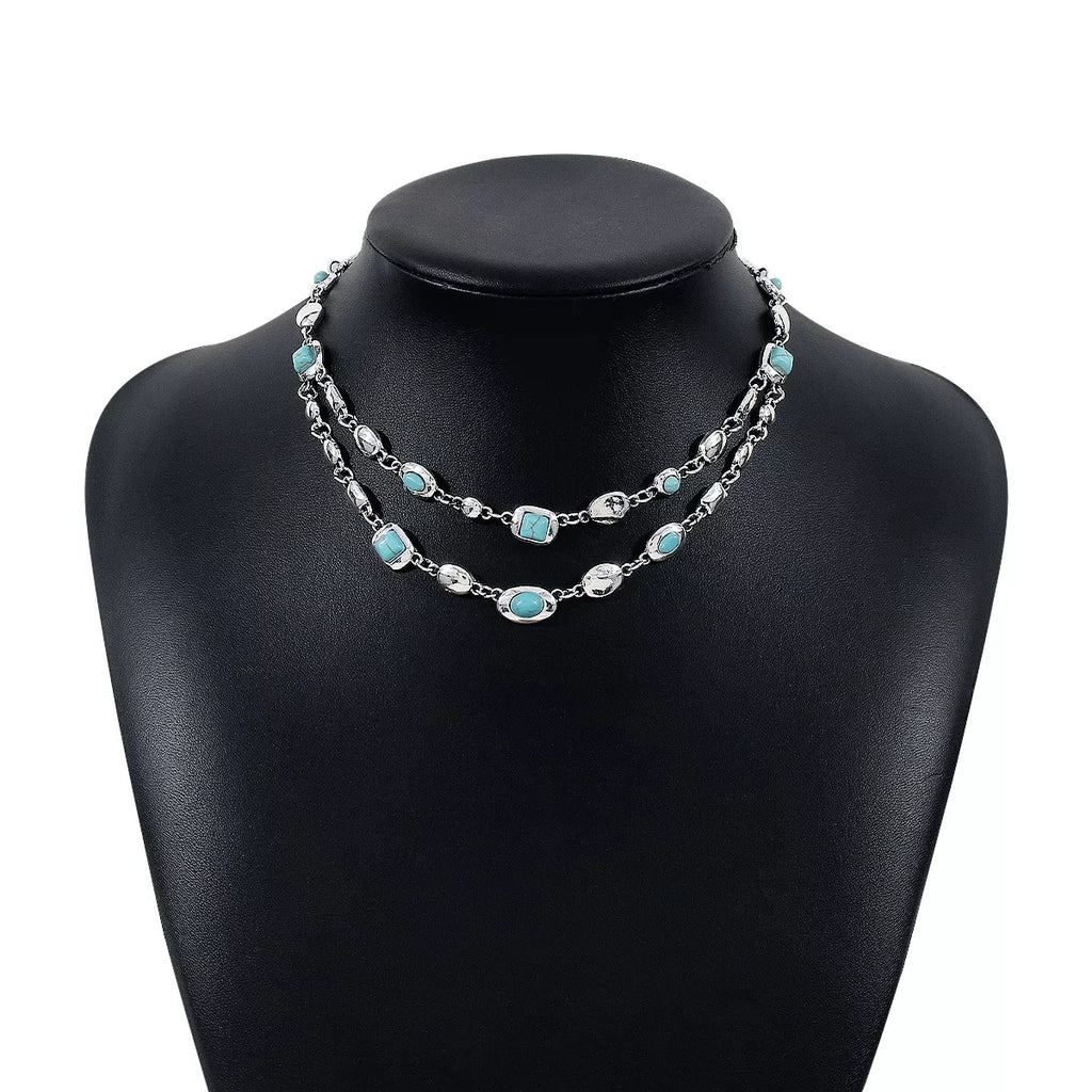 Vintage Multi-Gemstone Double Layered Necklace