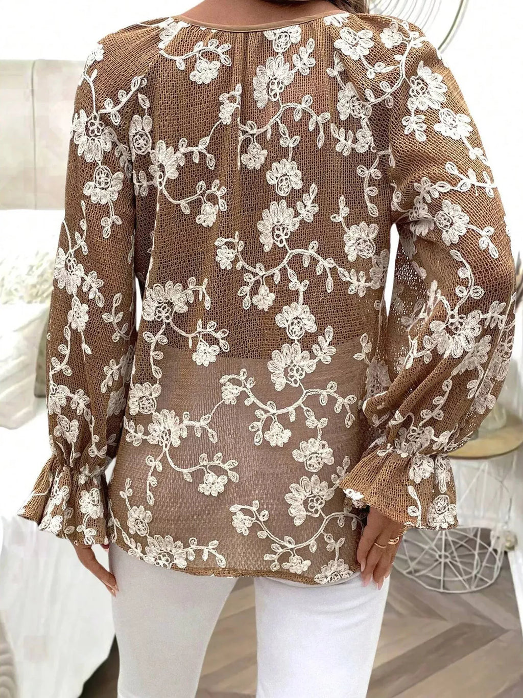 Floral Embroidered Long Sleeve Shirt