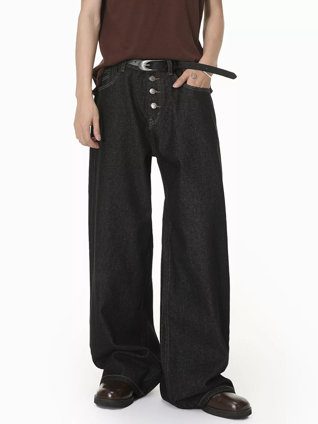 Men's Loose Fit Button-Fly Jeans