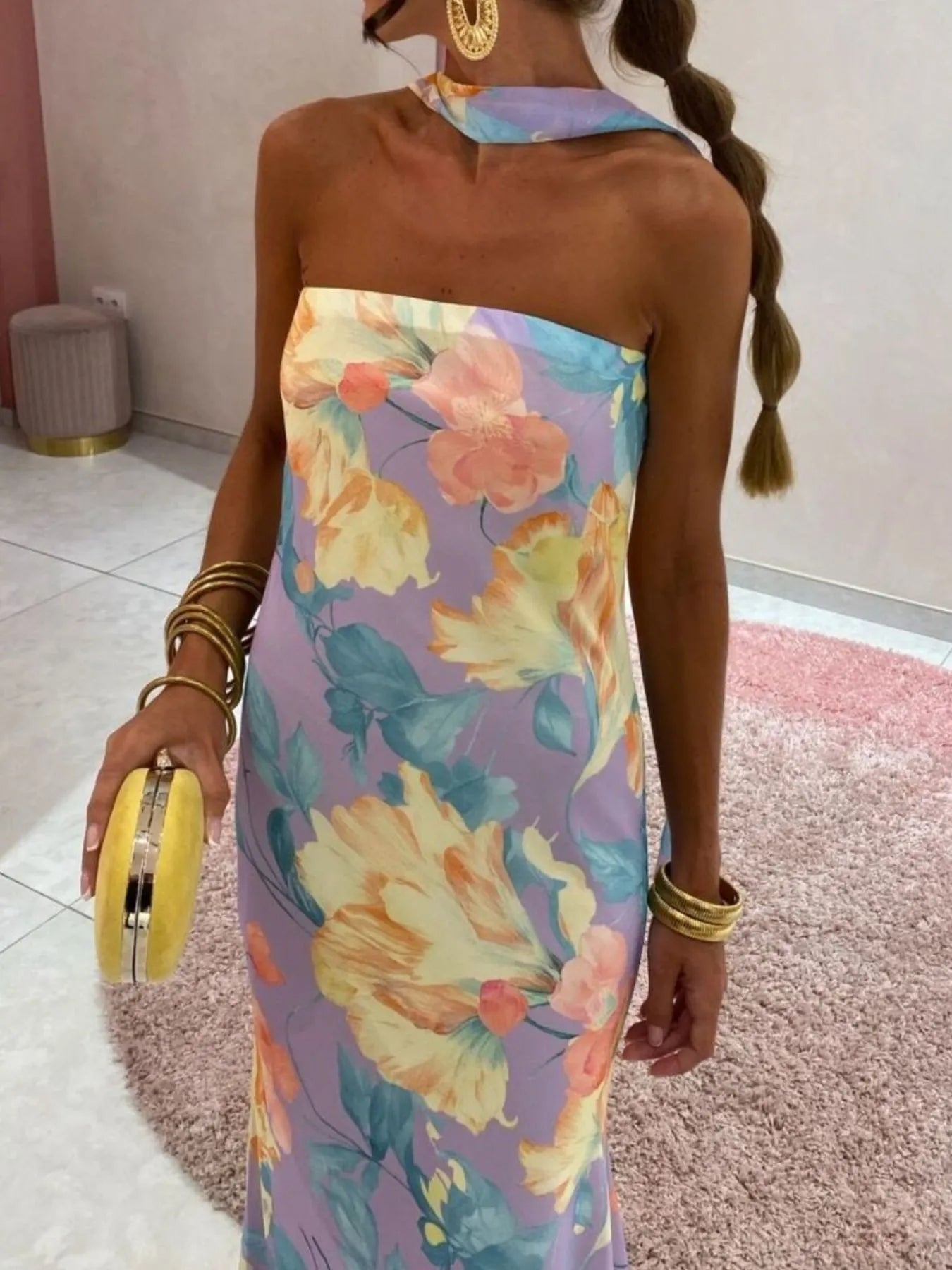 Printed Tube Maxi Dress