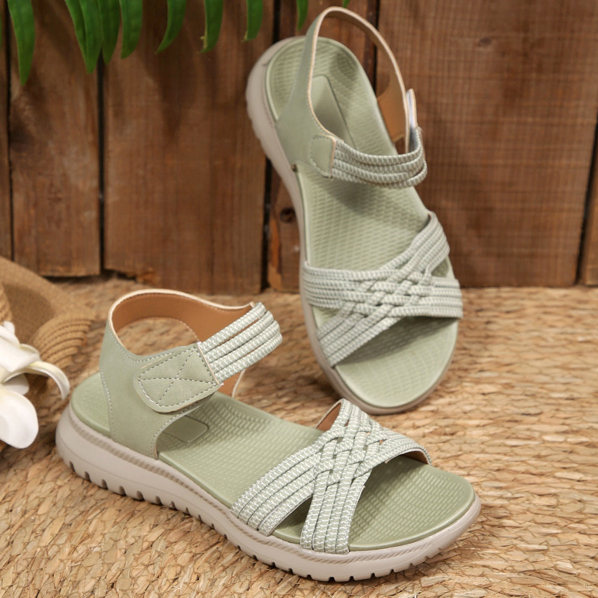 Open Toe Woven Strap Sandals