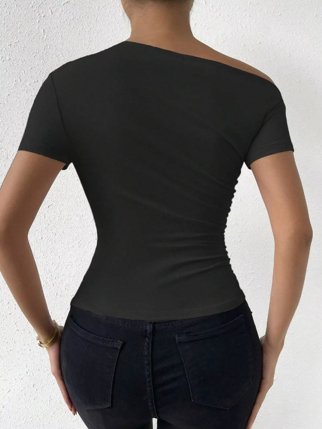 Single Shoulder Short Sleeve T-Shirt