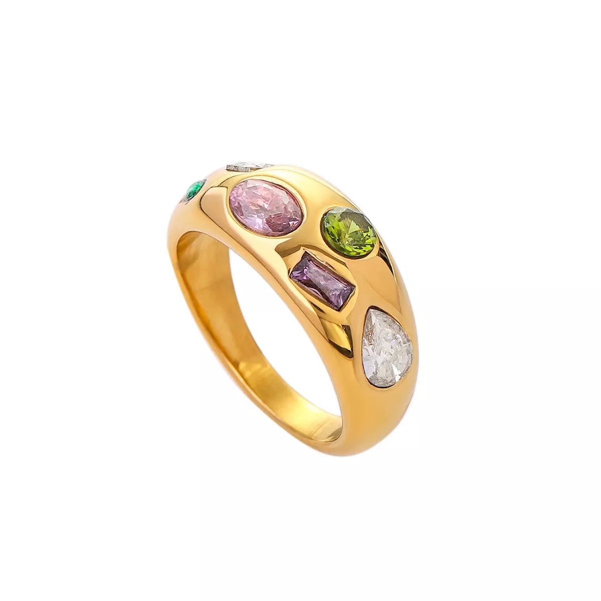 18K Gold-Plated Colorful Zircon Ring