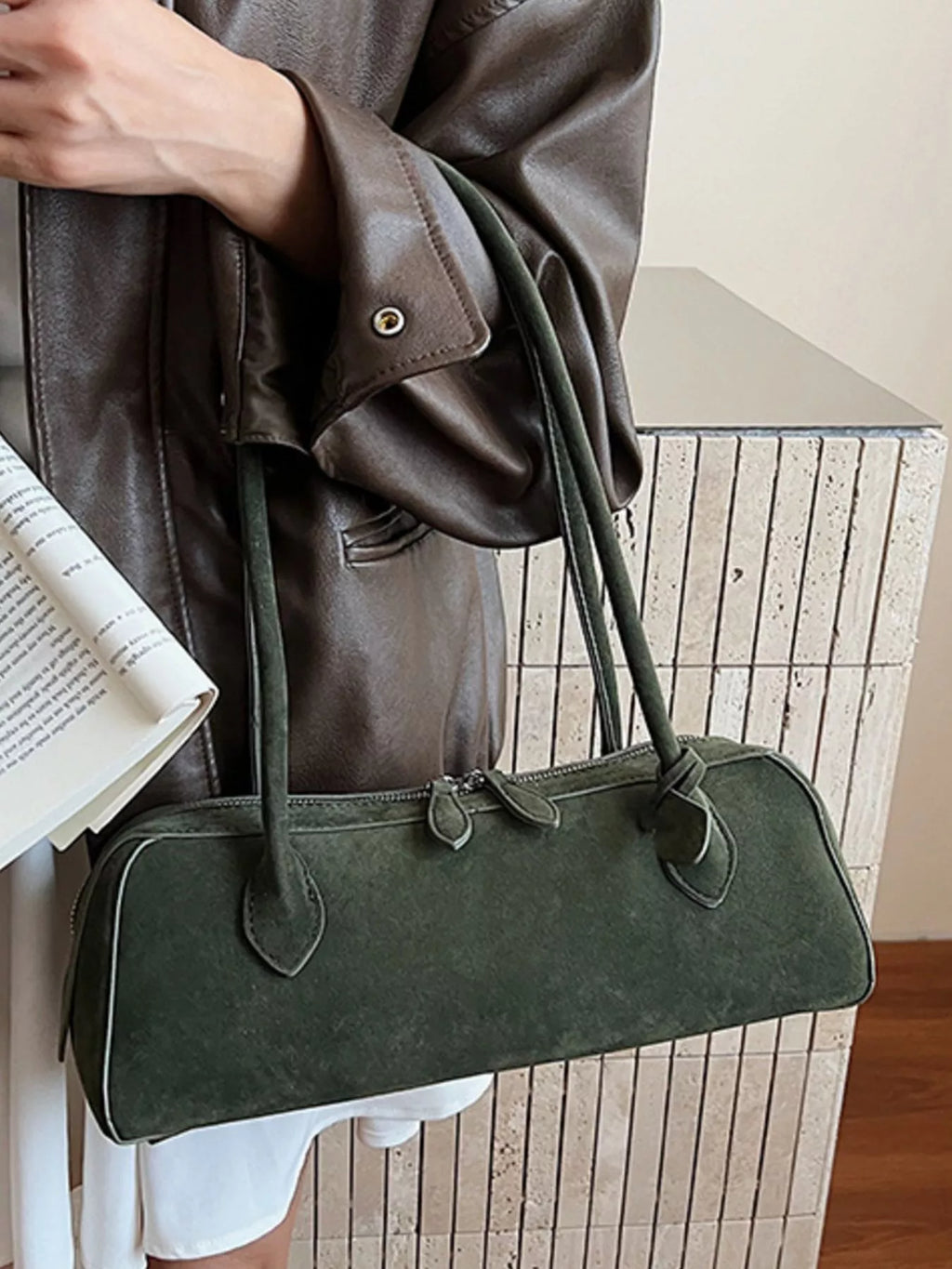 Solid Color Shoulder Bag