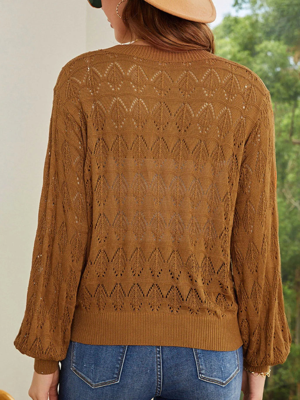 Openwork Button Up Cardigan