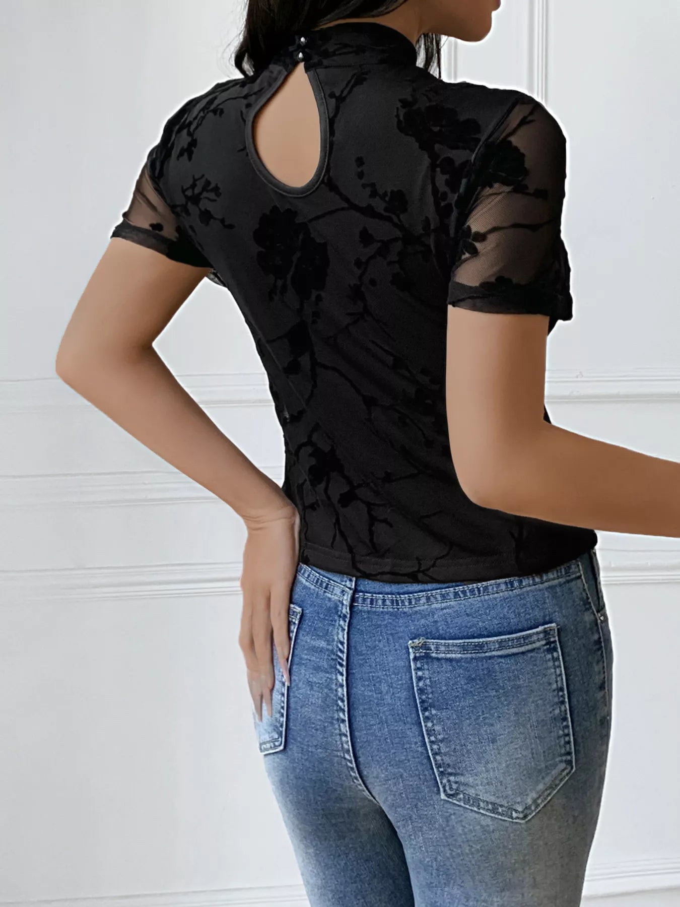 Cutout Front Short Sleeve Top