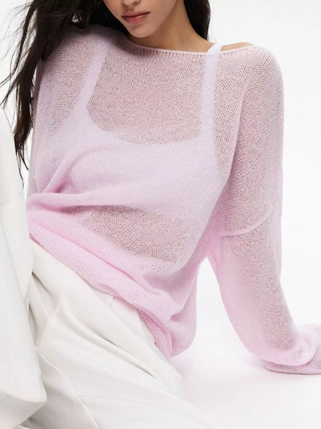 Boat Neck Dropped Shoulder Sweater