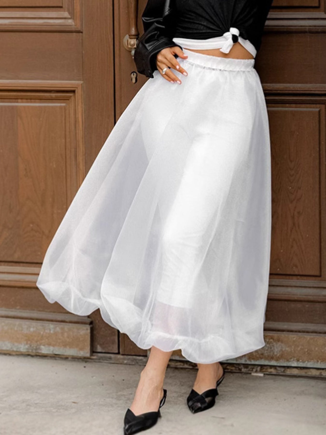 Elastic Waist Flowy Skirt