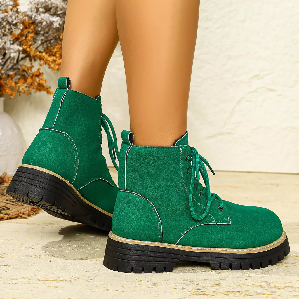 Round Toe Lace Up Boots