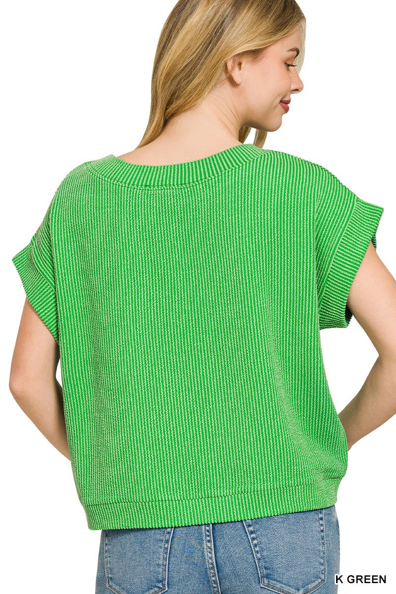 Zenana Raised Rib Cap Sleeve Top