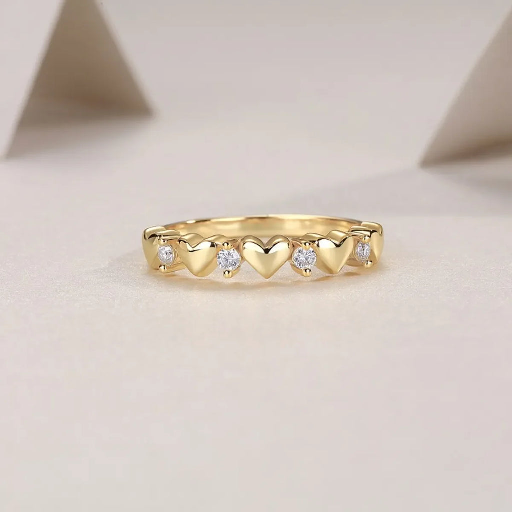 925 Sterling Silver Moissanite Heart Ring