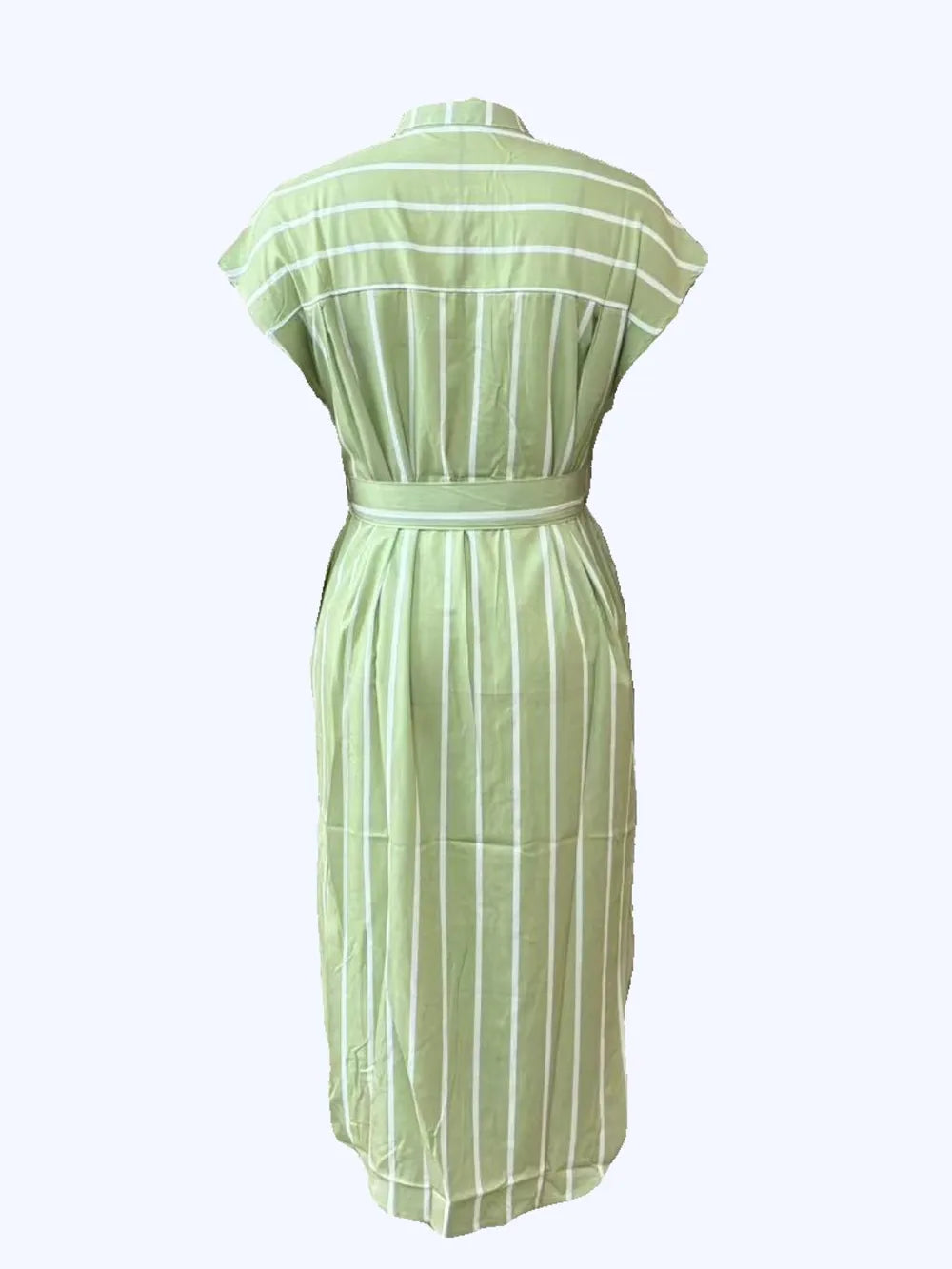 Striped Tie Waist Short Sleeve Dress
