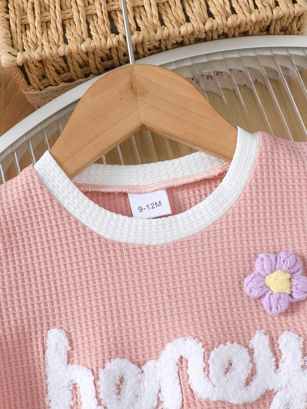 Children's Honey Flower Waffle Knit Tee and Shorts Set