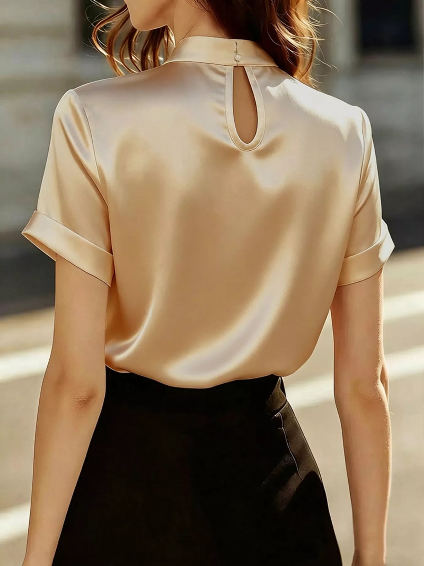 Pearl Embellished Satin Blouse