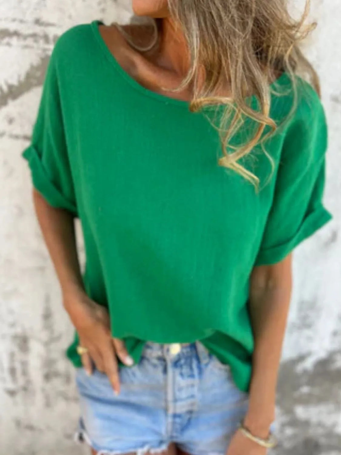 Full Size Round Neck Short Sleeve T-Shirt Plus Size