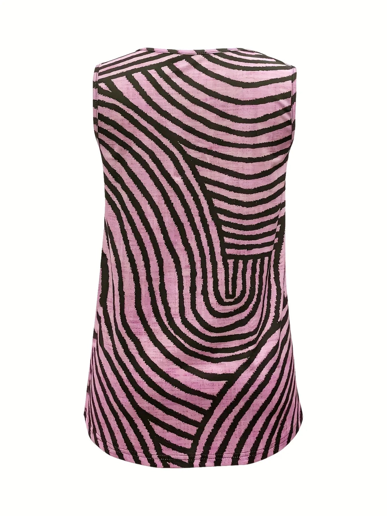 Sleeveless Zebra Print Button-Up Tank Top