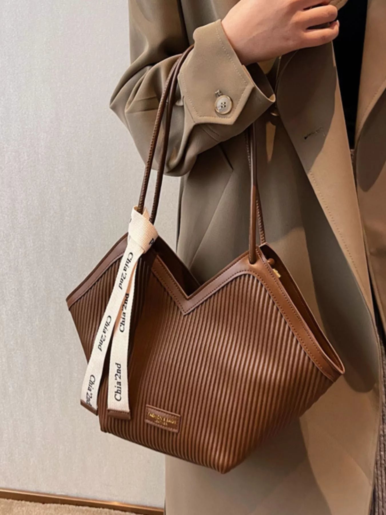 Textured Leather Shoulder Bag