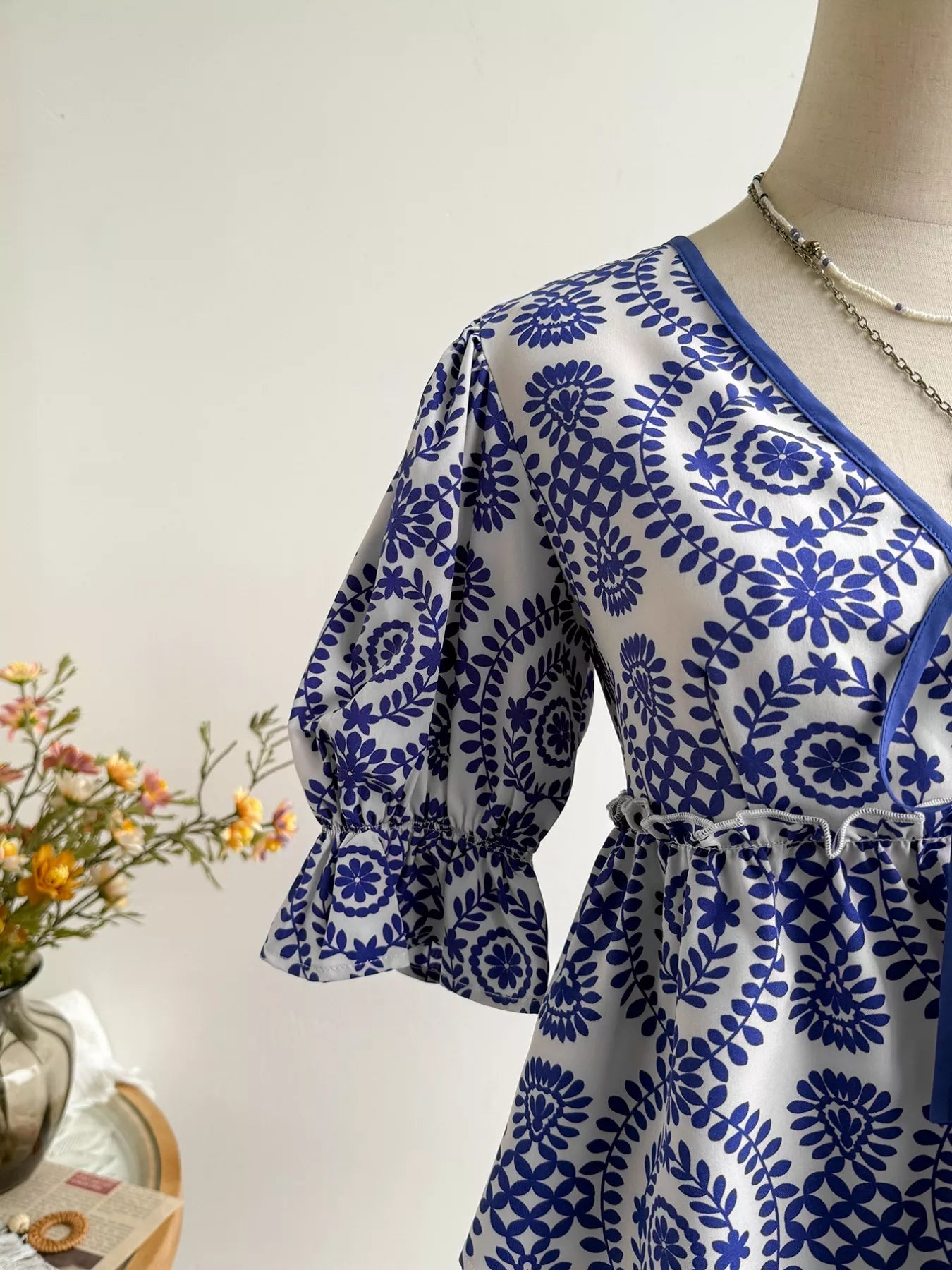 Floral Print Tie-Front Blouse