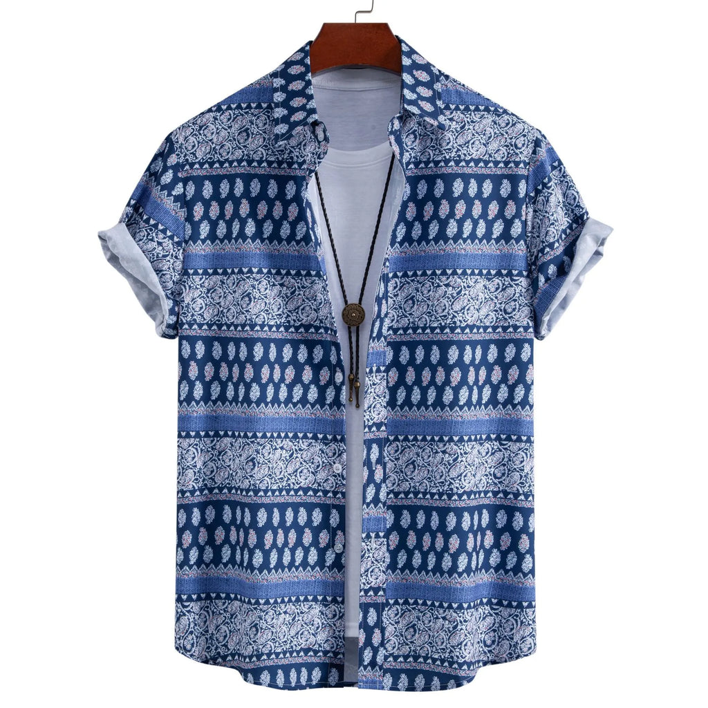 Men's Plus Size Geometric Print Short Sleeve Shirt