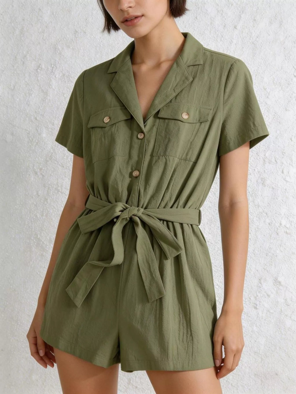 Tie Waist Short Sleeve Romper