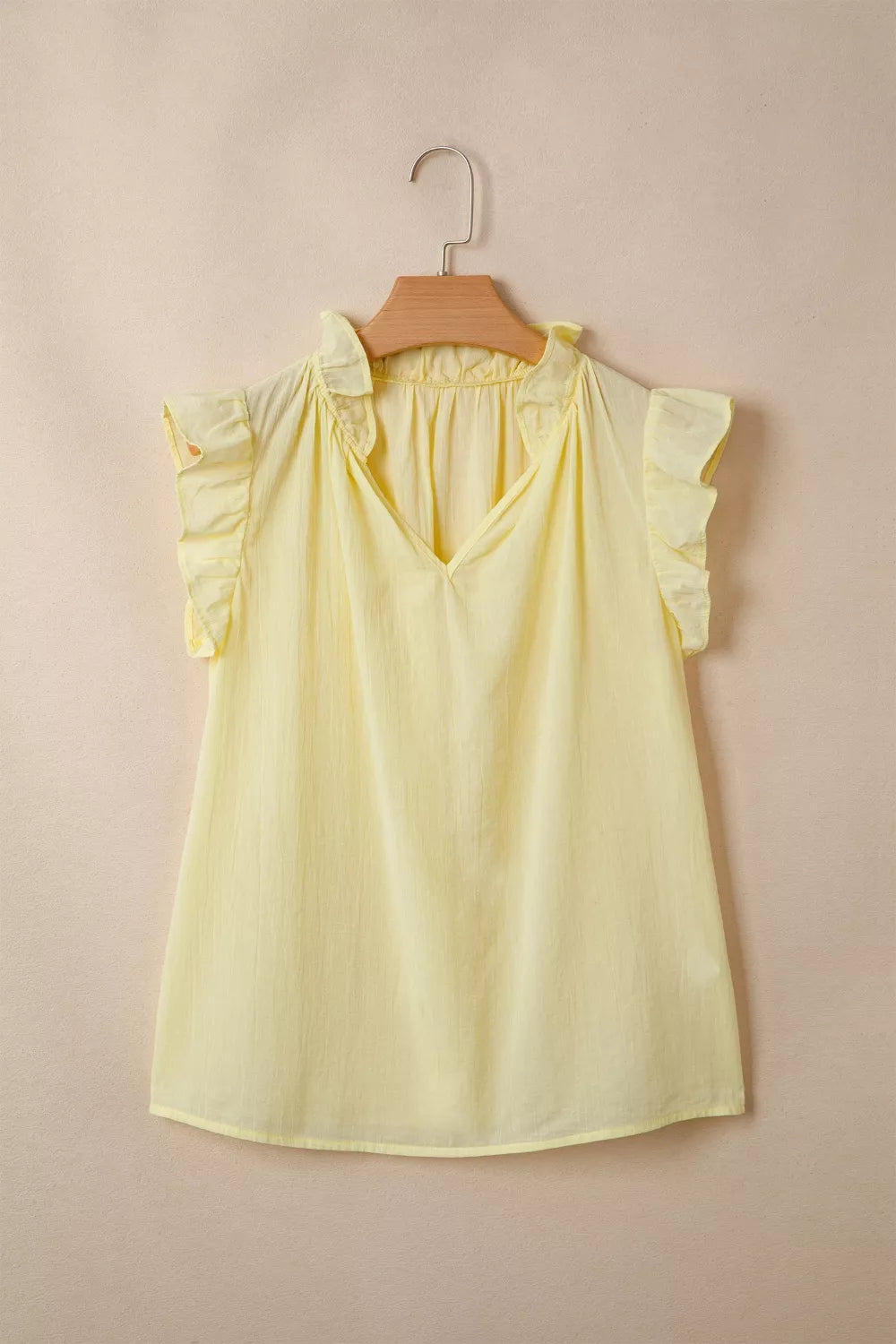 V Neck Ruffle Trim Sleeveless Shift Top