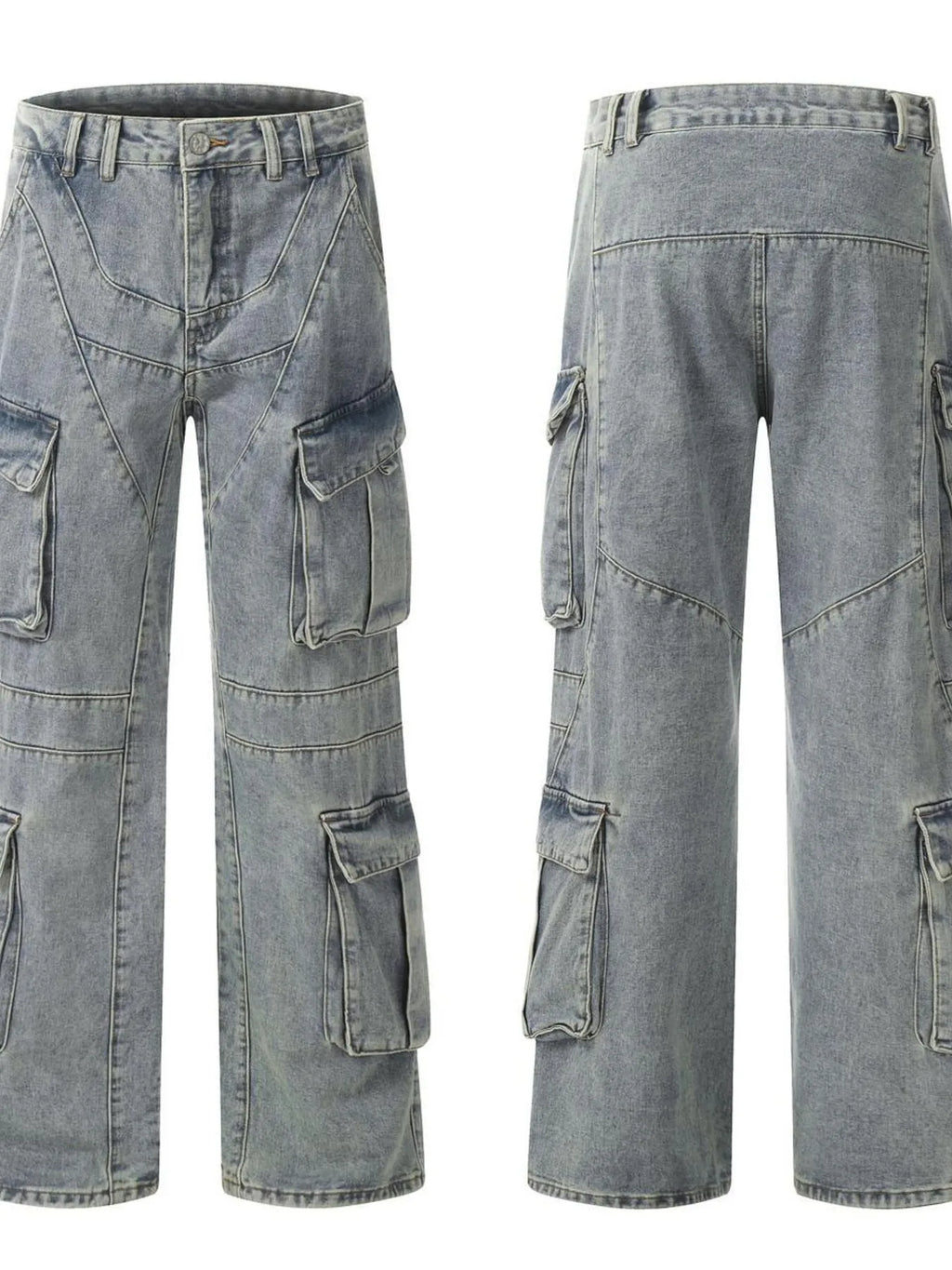 Men's Multi-Pocket Cargo Wide Leg Jeans