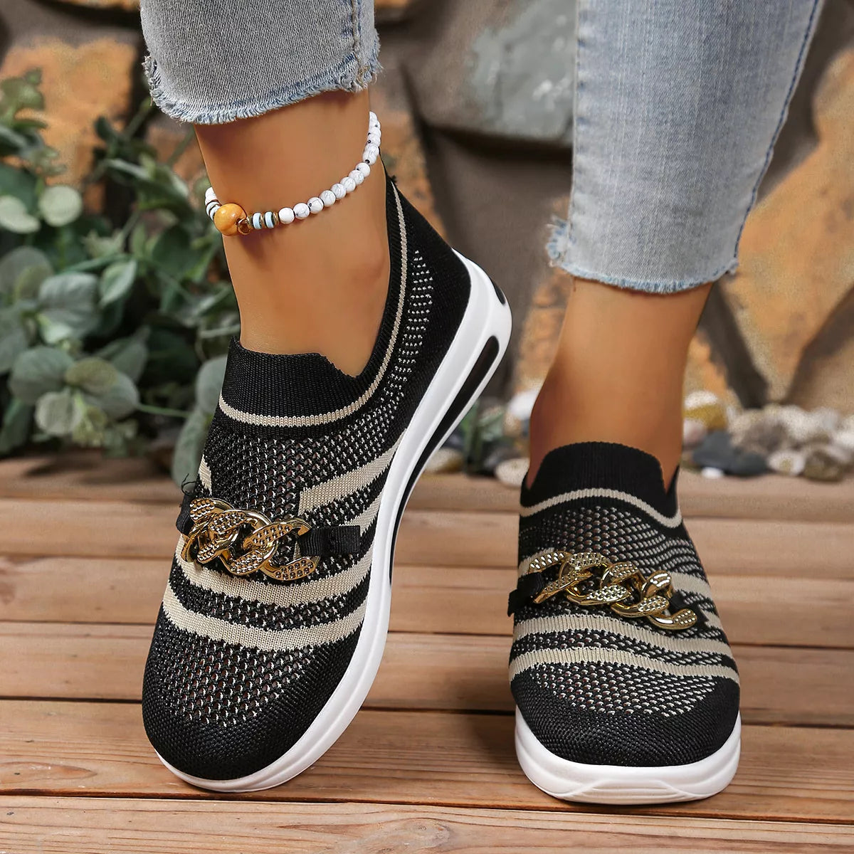 Round Toe Mesh Slip-Ons