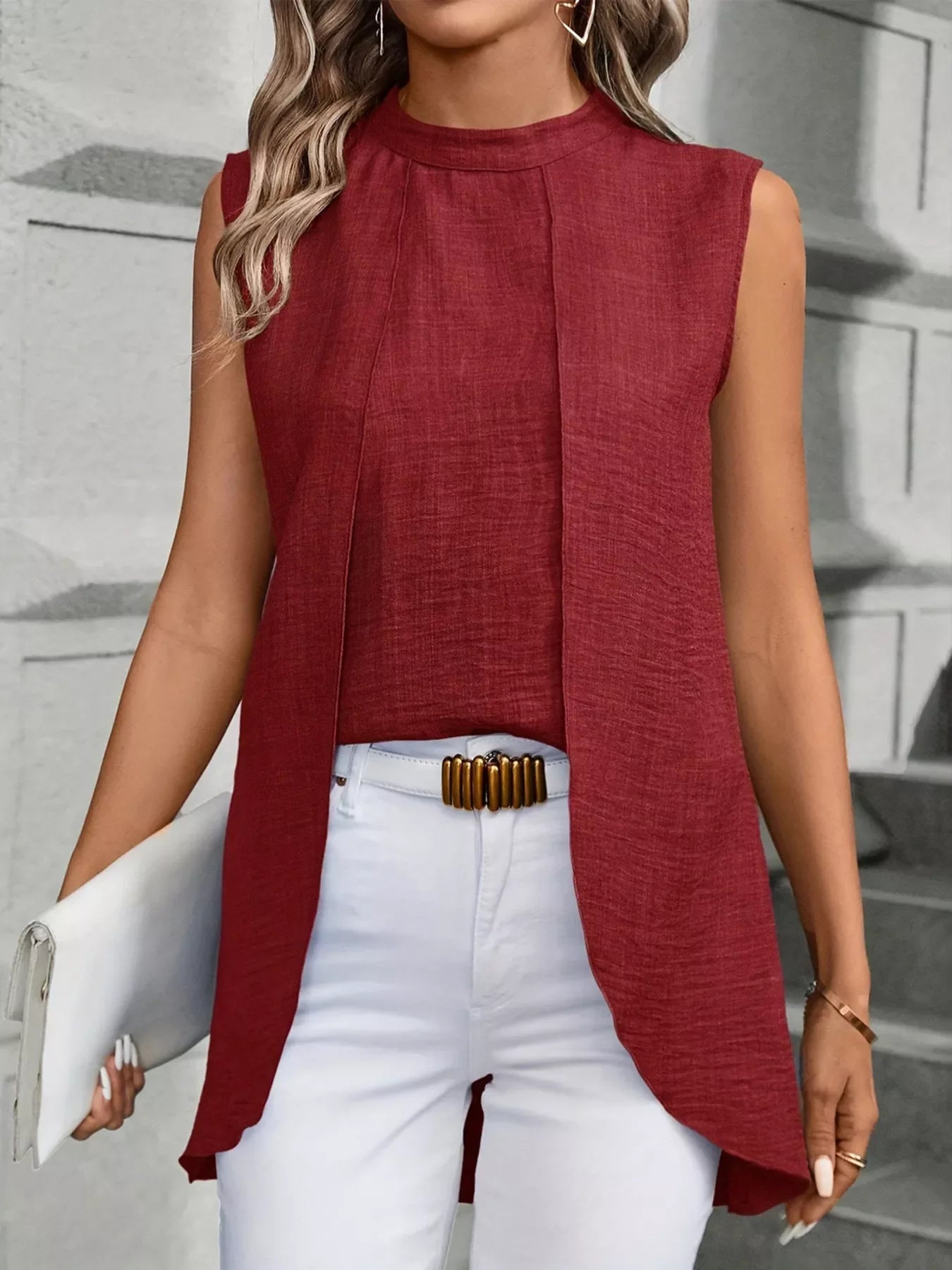 Mock Neck Sleeveless Top