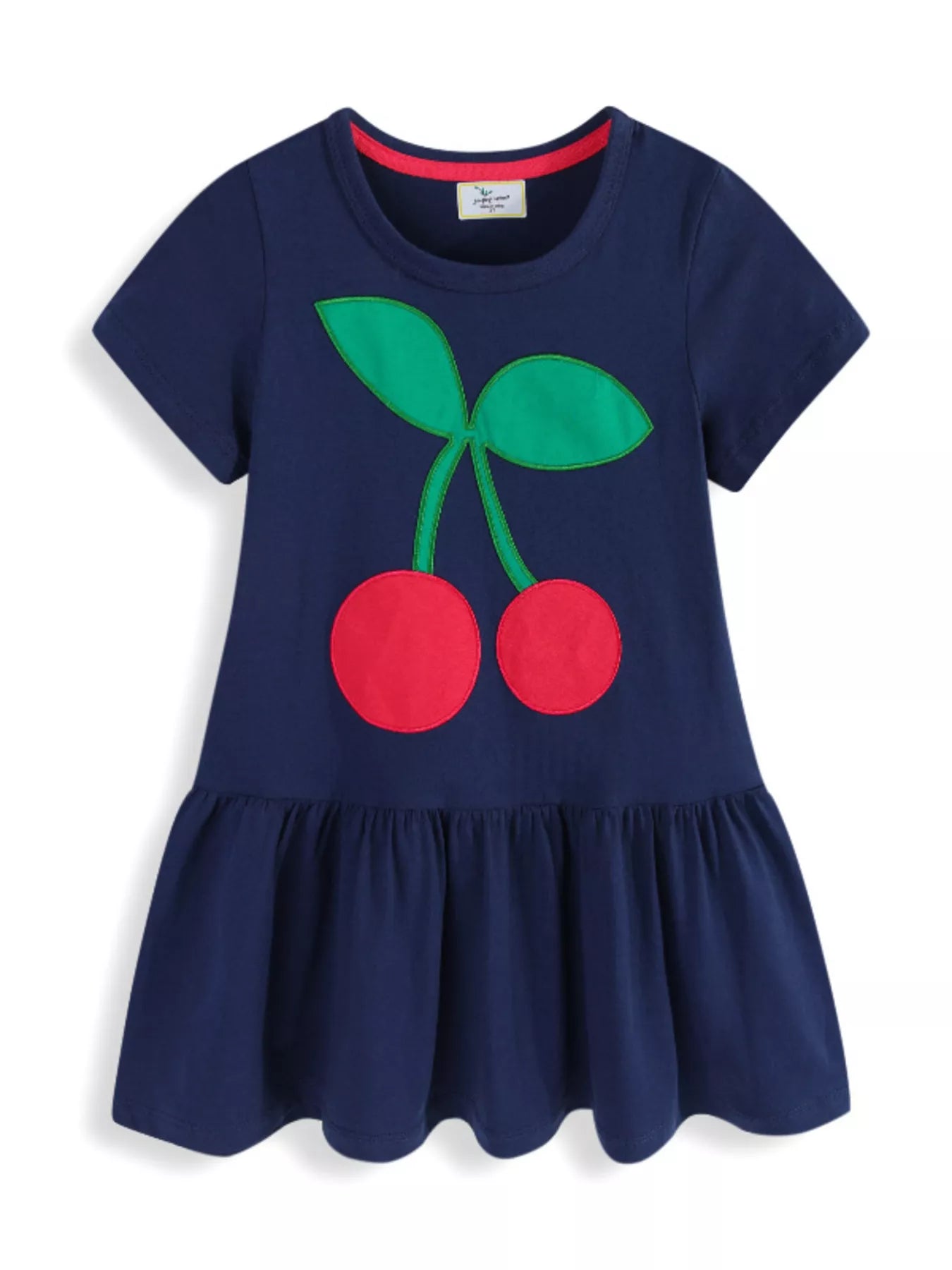 Children's Cherry Applique Ruffle Hem Dress
