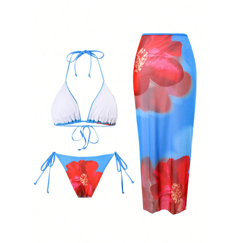Printed Three-Piece Swimwear Set for Women