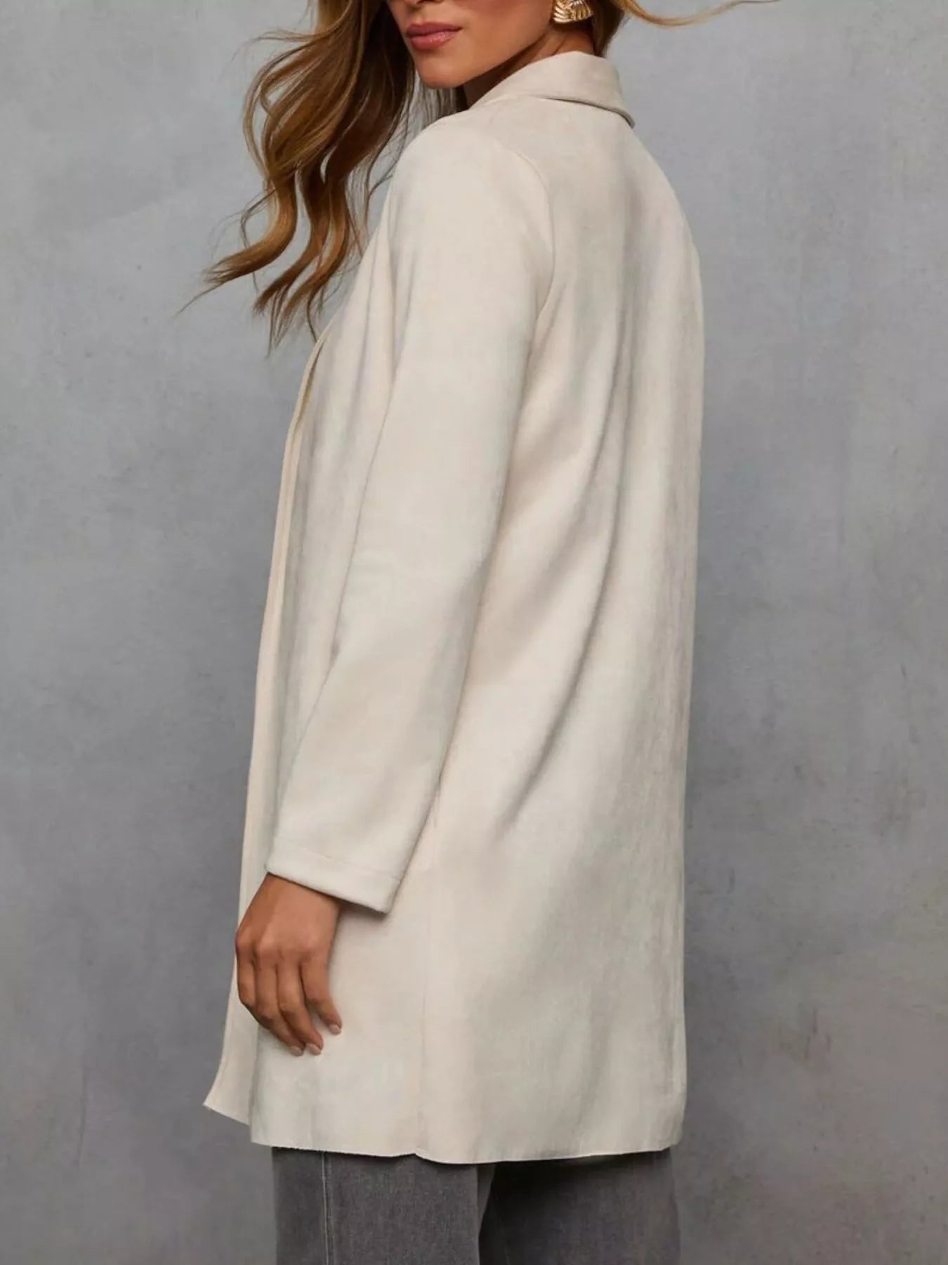Full Size Open Front Longline Outerwear Plus Size
