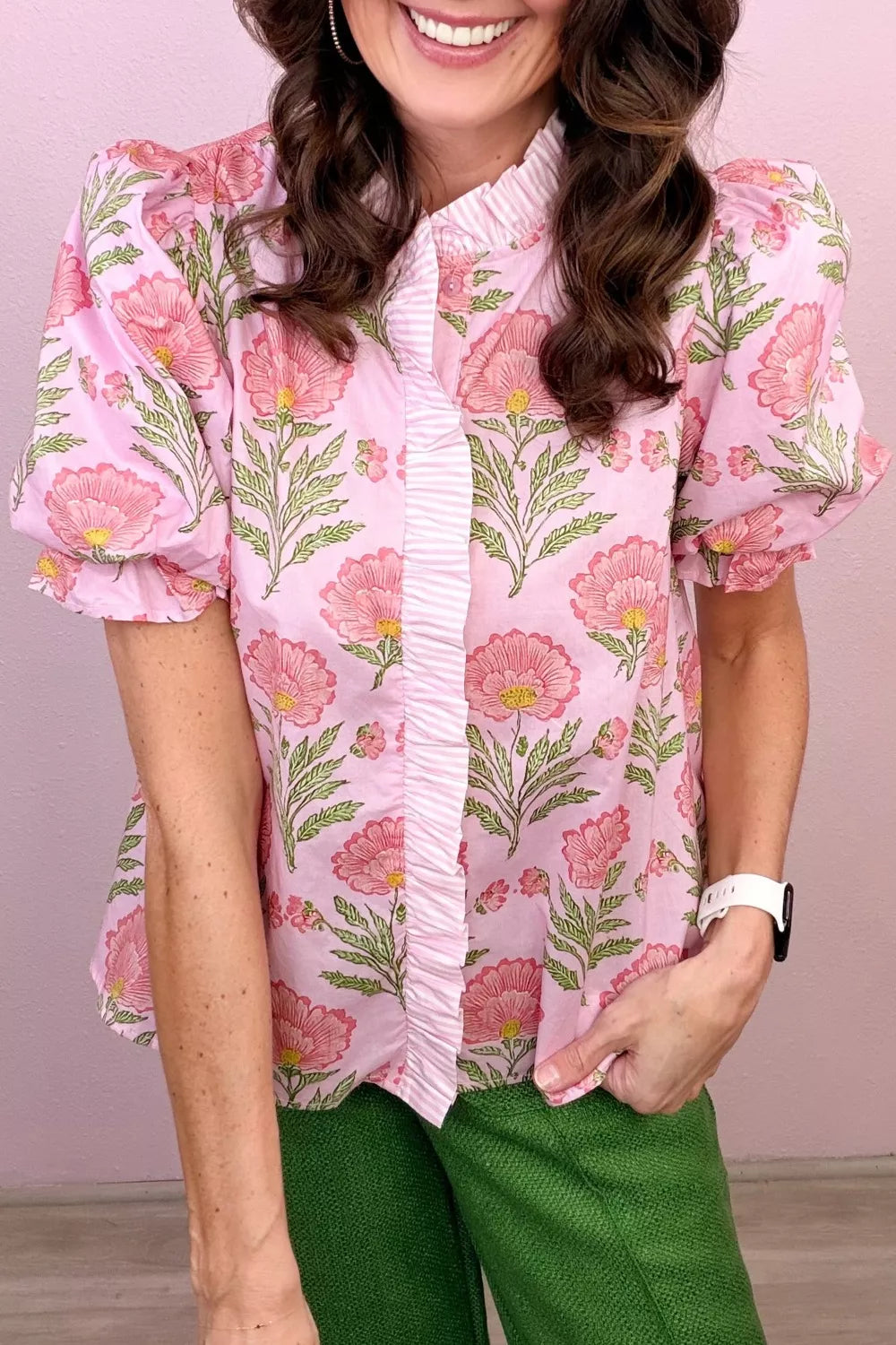 Floral Print Puff Sleeve Blouse