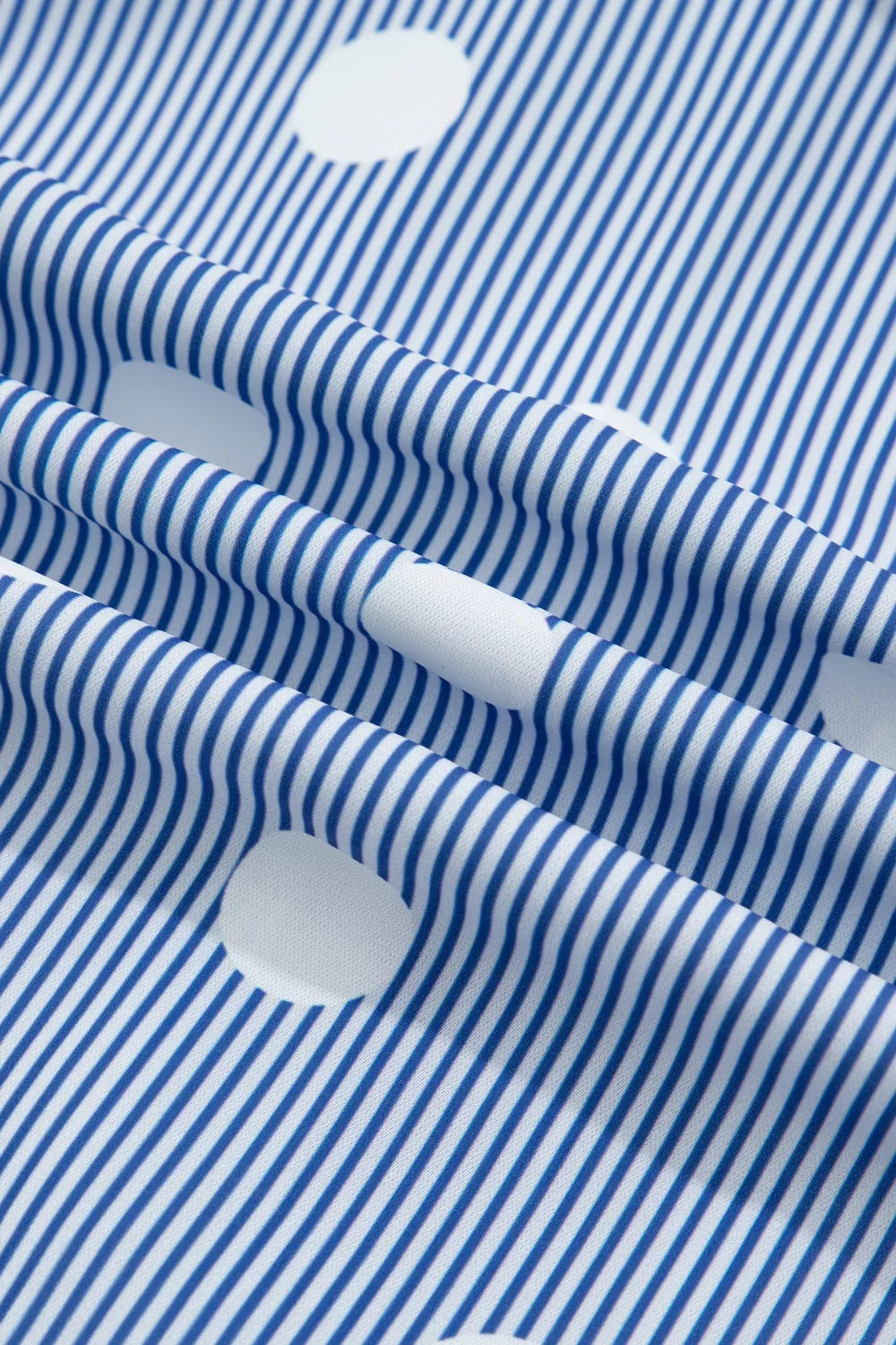 Stripe Contrast Polka Dot Print Pleated Ruffle Sleeve Shirt