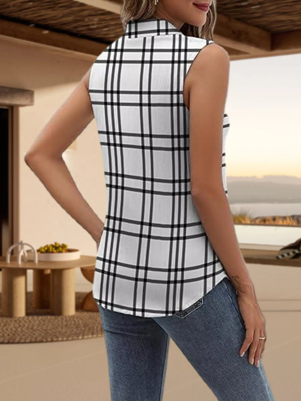 Button Up Sleeveless Shirt