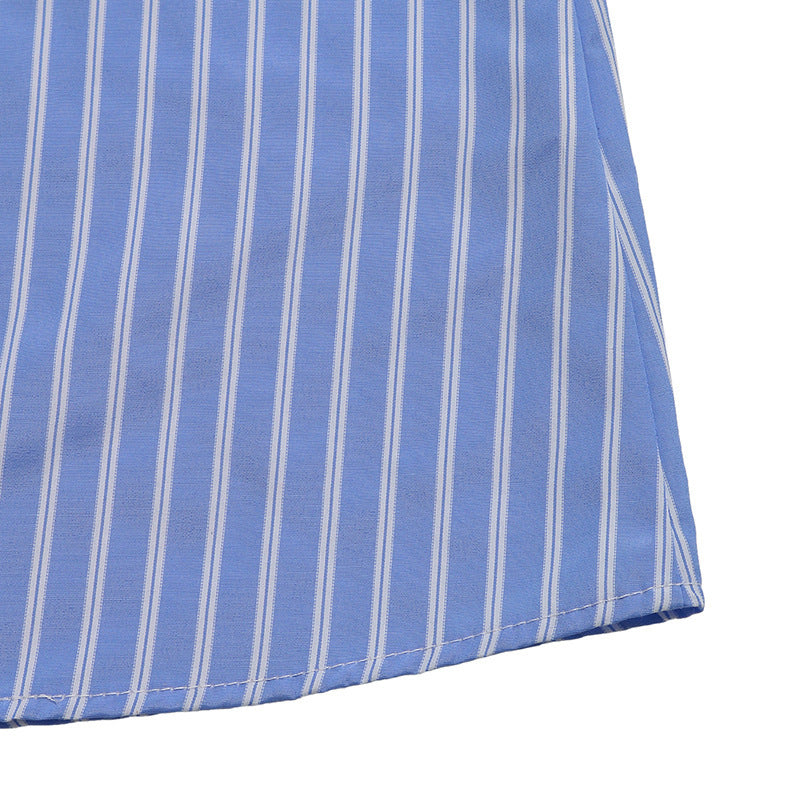 Women’s Striped Tie-Front Puff Sleeve Mini Dress