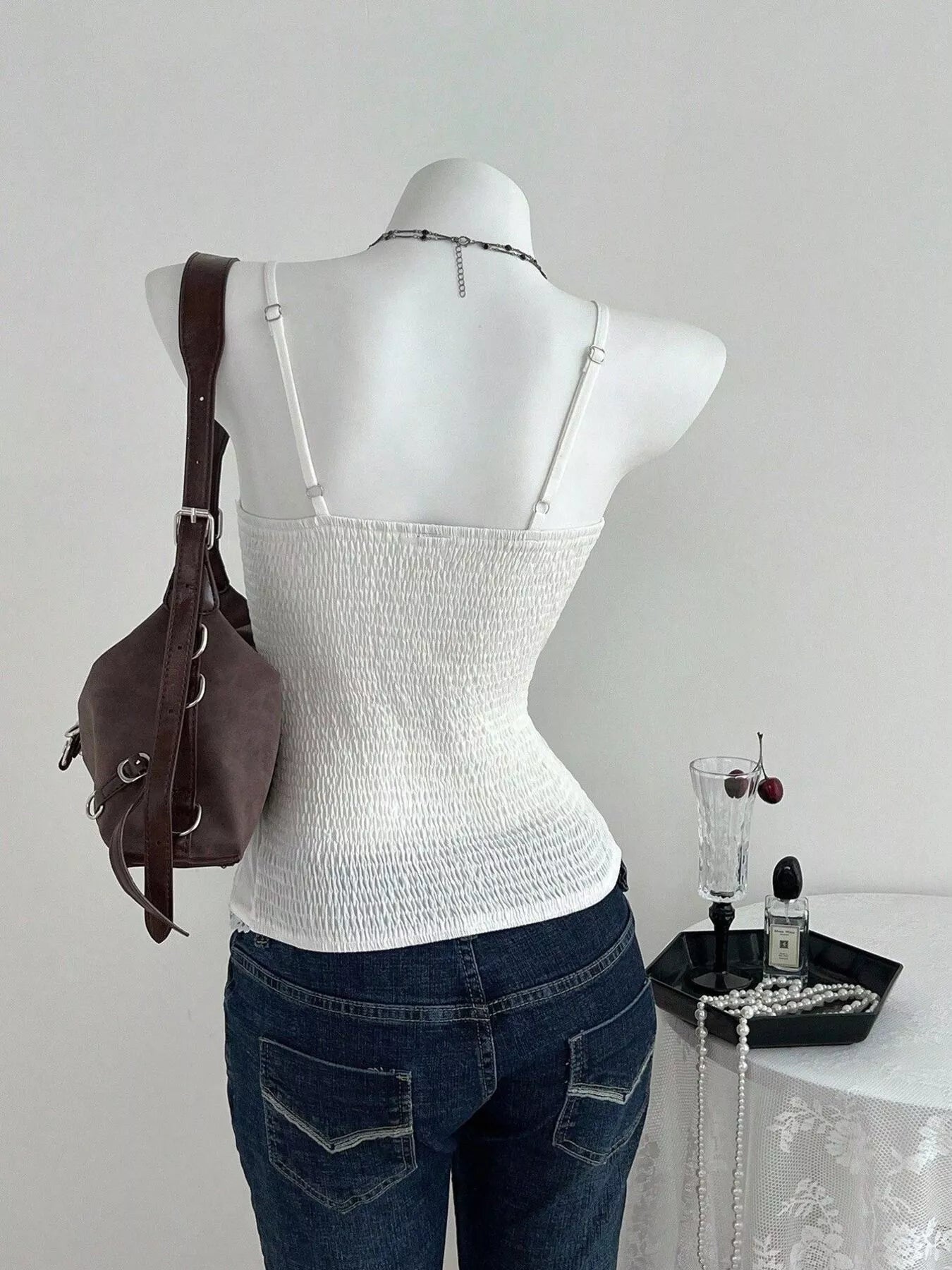 Smocked Lace Detail Cami