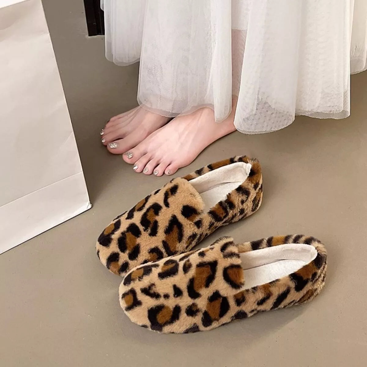 Fluffy Round Toe Slip-Ons
